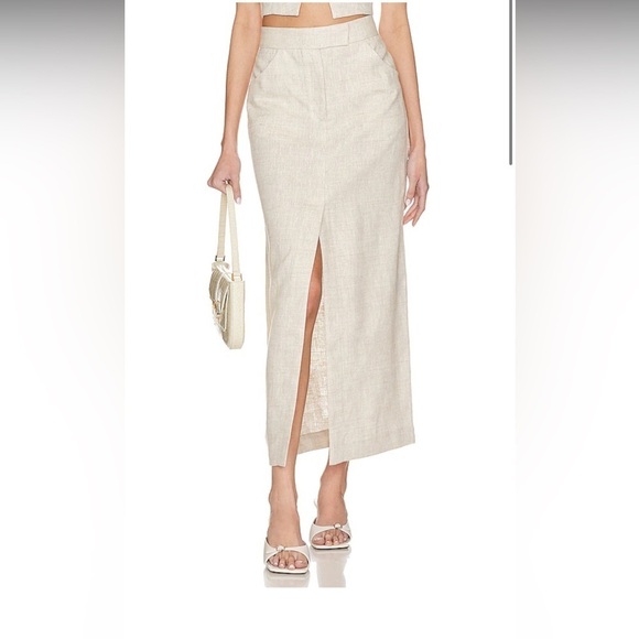 L'Academie Dresses & Skirts - L’Academie from Revolve Orsina Maxi Skirt in Natural Linen Cotton Blend